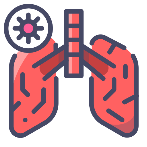 Human anatomy, infected, lungs, organ, virus icon